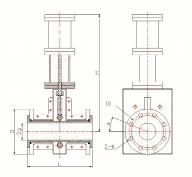 DN600氣動(dòng)撓性管夾閥結構示意圖