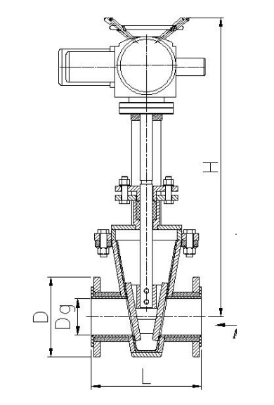 電動(dòng)襯膠閘板閥結構示意圖