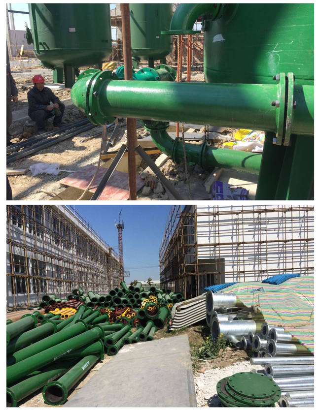 豐新建電廠現場安裝襯膠管件-2